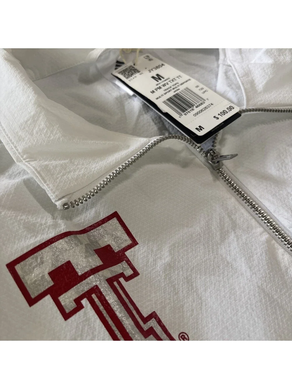 Adidas Texas Tech Patrick Mahomes White Windbreaker Jacket M JY3804 NEW